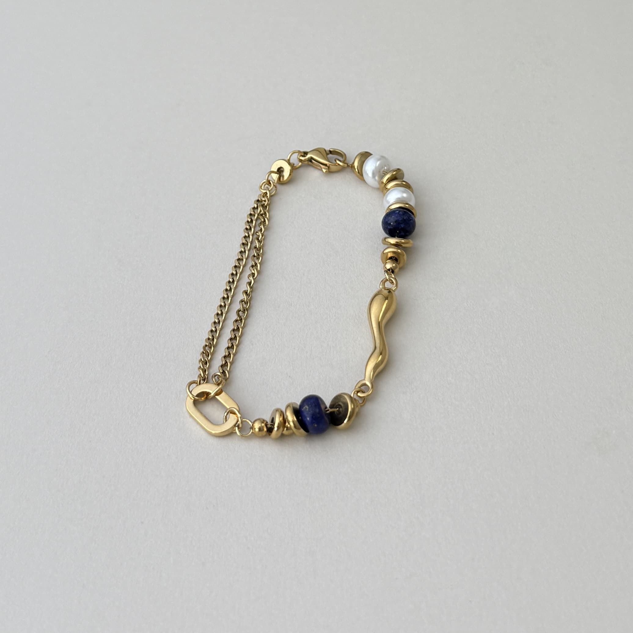 Lapis & Pearl Duo Bracelet