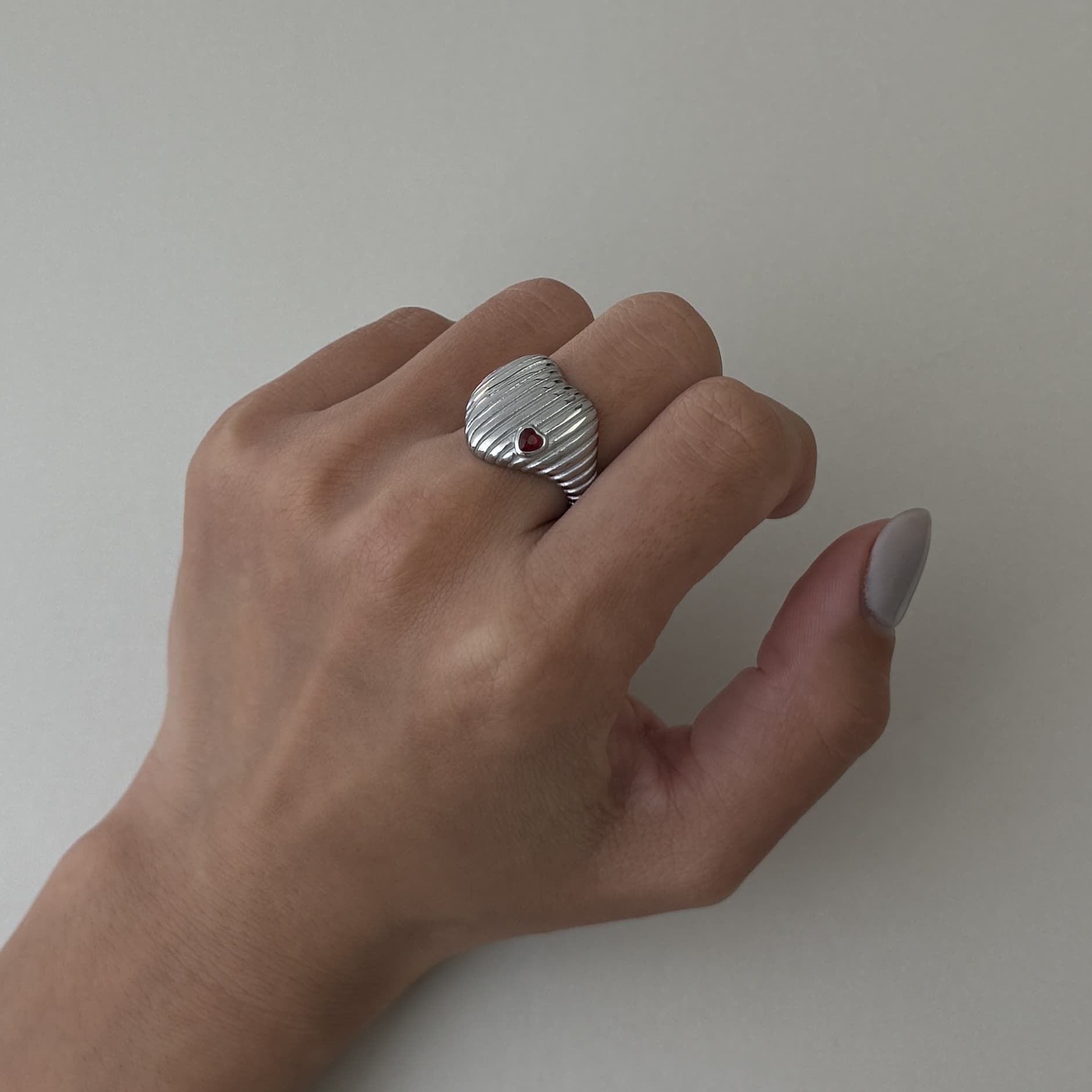 Ridged Heart Ring