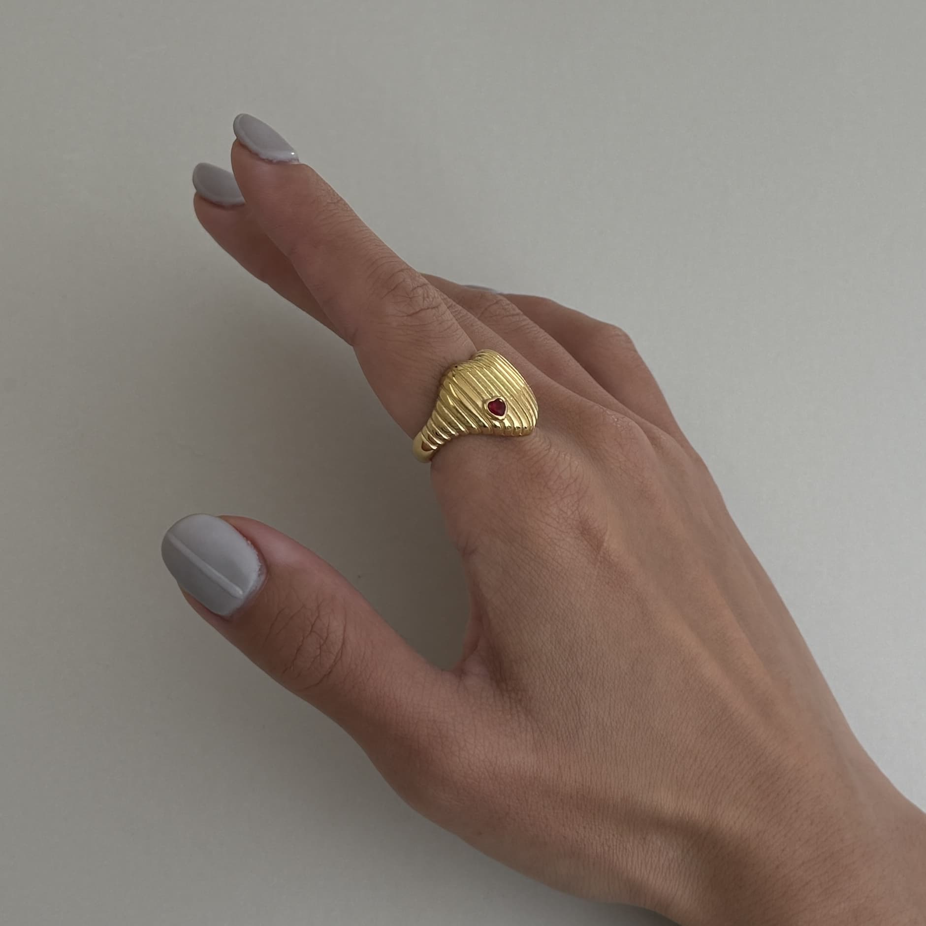 Ridged Heart Ring