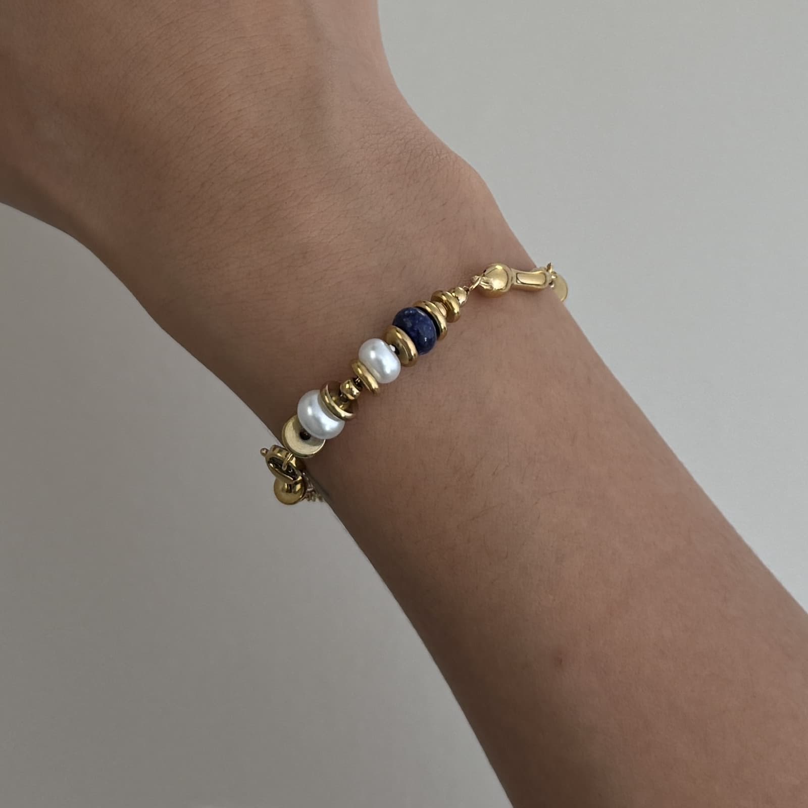 Lapis & Pearl Duo Bracelet