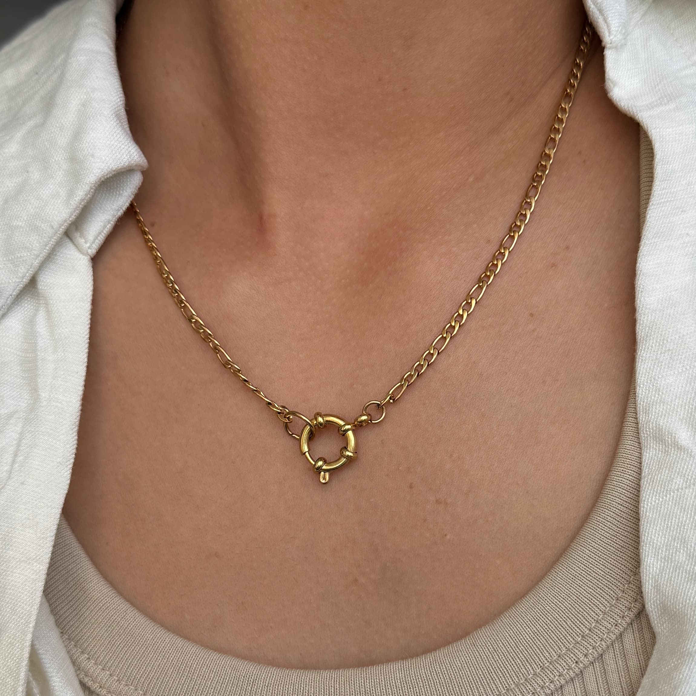 Figaro Clasp Necklace | Waterproof Stainless Steel Jewellery