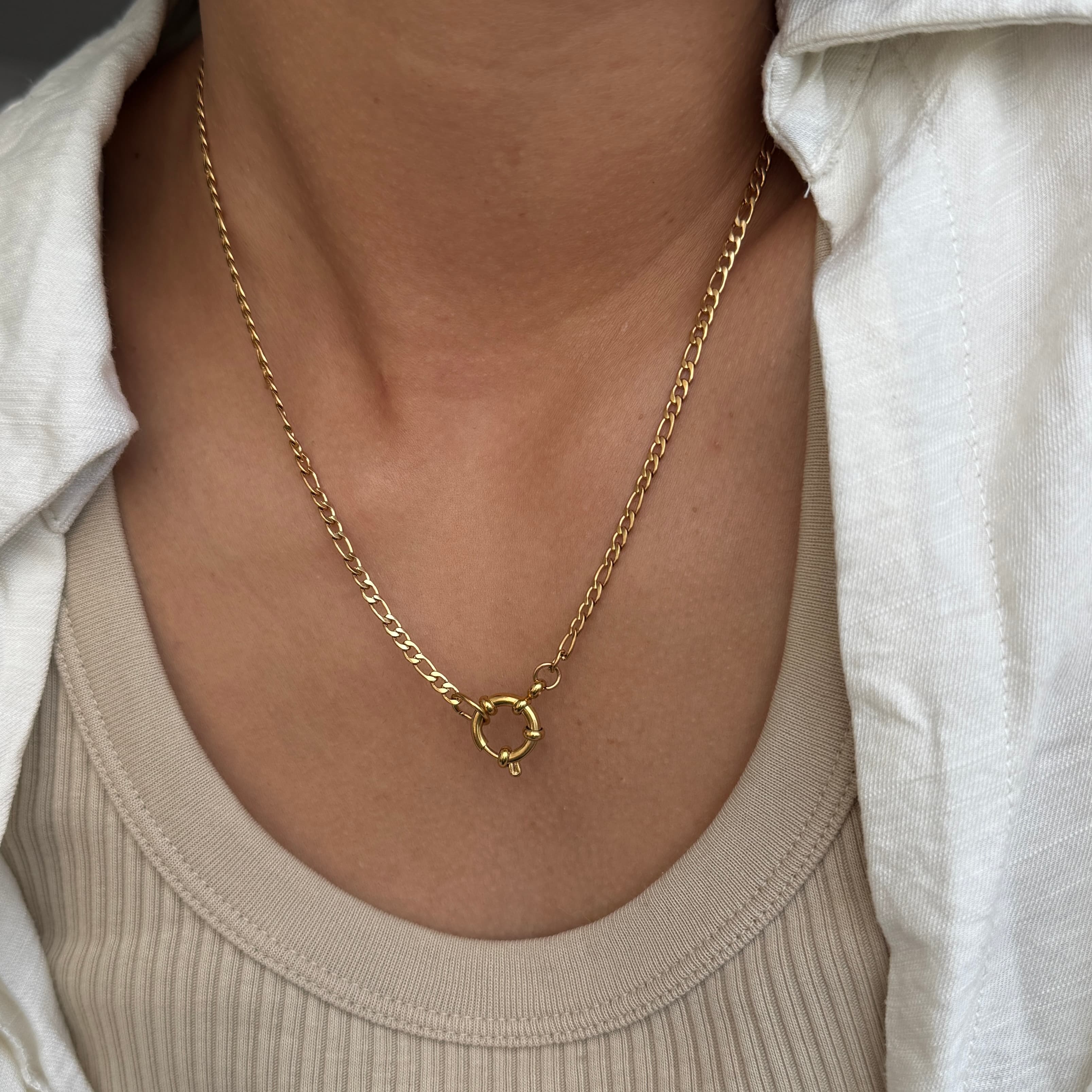 Figaro Clasp Necklace | Waterproof Stainless Steel Jewellery