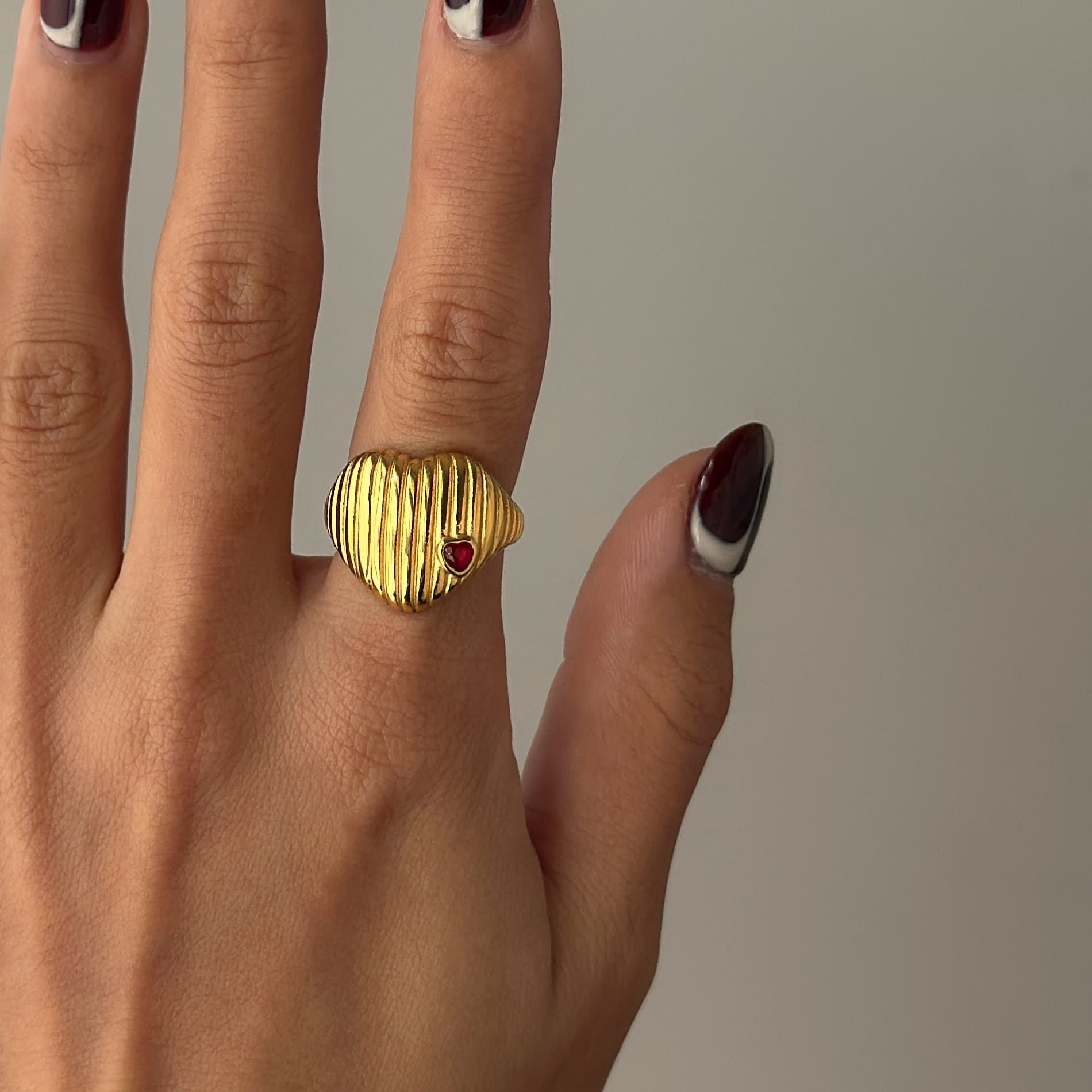 Ridged Heart Ring