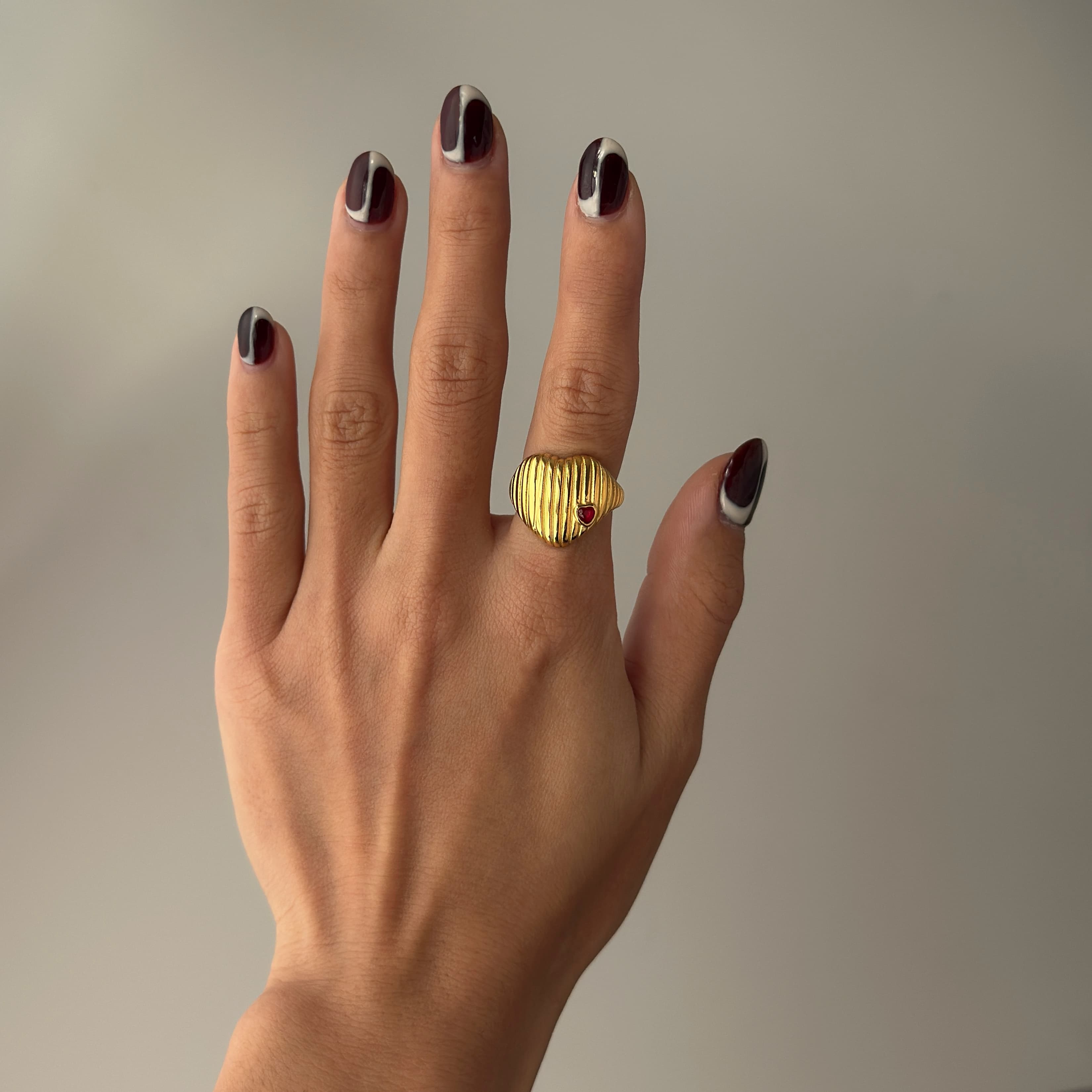 Ridged Heart Ring