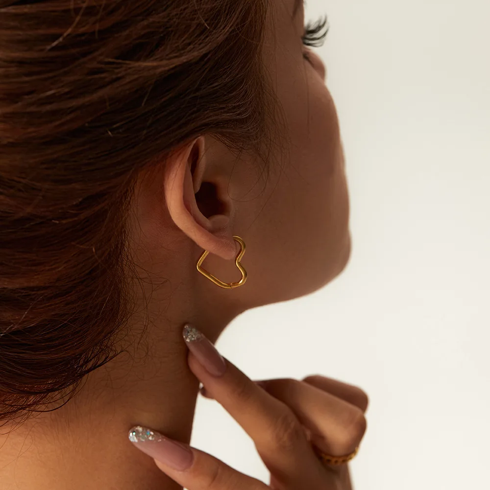 Heart Huggie Hoops