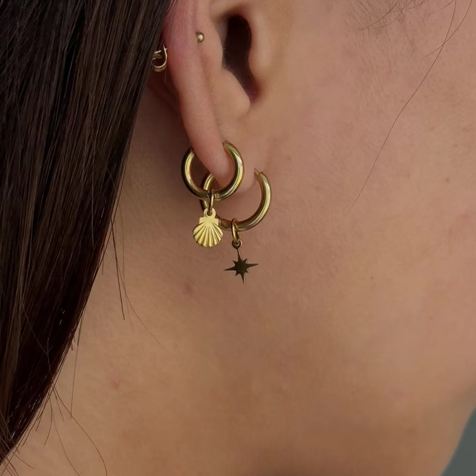 Waterproof Stainless Steel Hoops with Charms