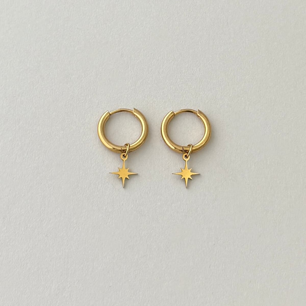 Star Charm Gold Hoops