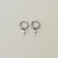 Cross Charm Hoops