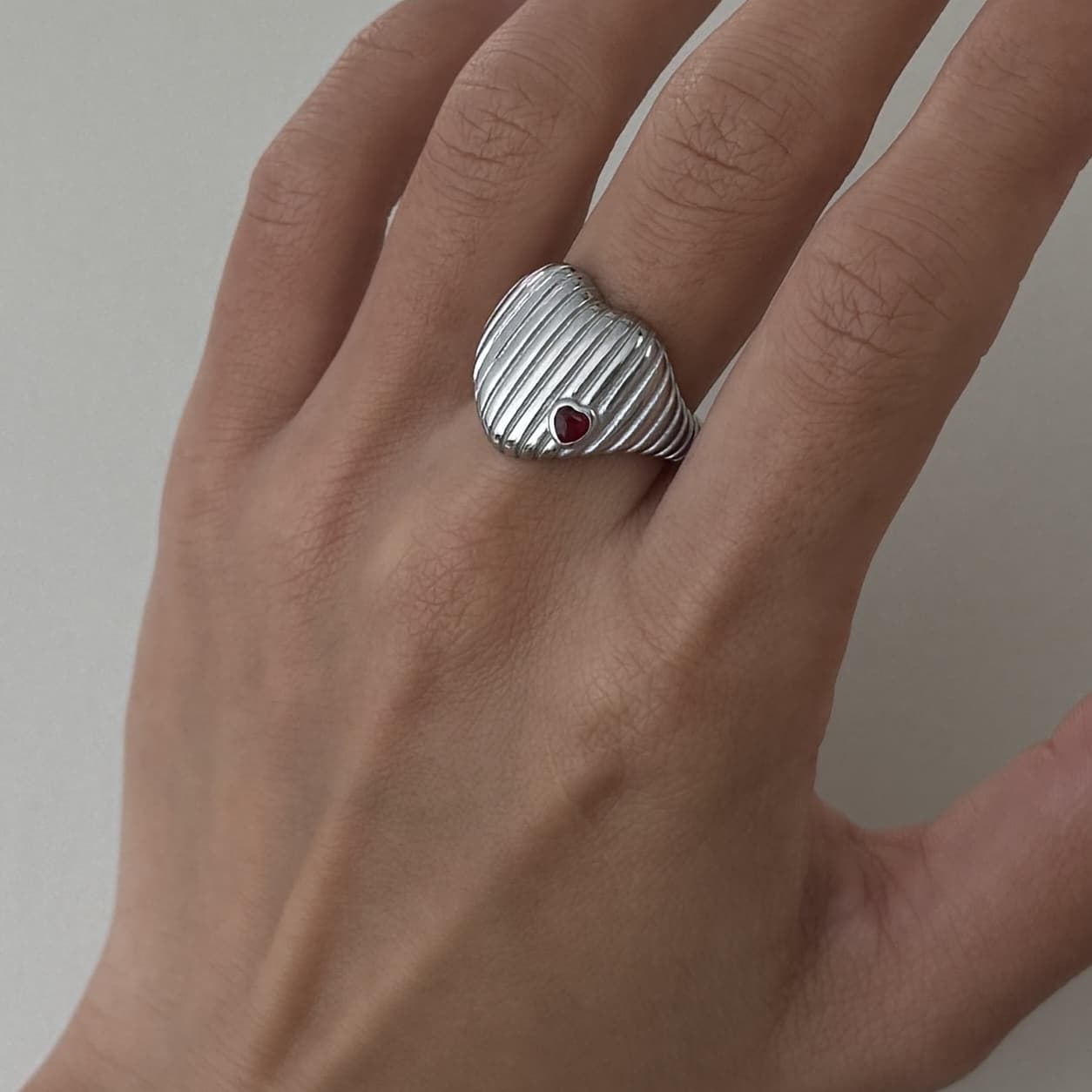 Ridged Heart Ring