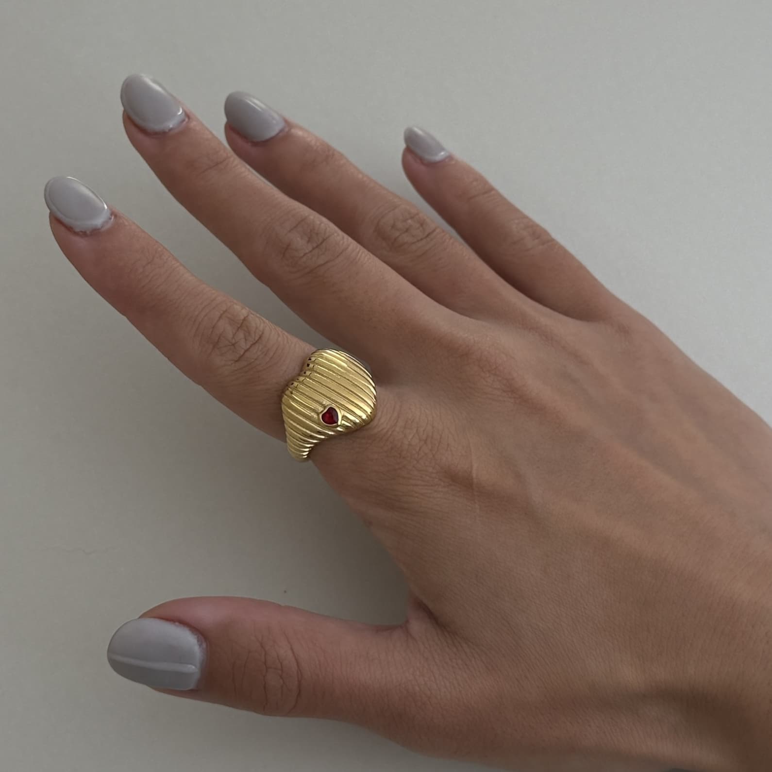Ridged Heart Ring