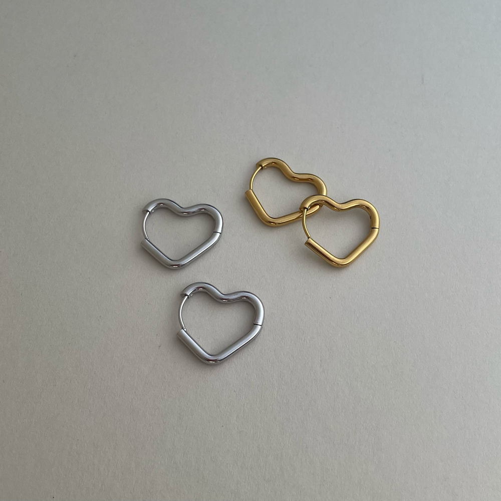 Heart Huggie Hoops