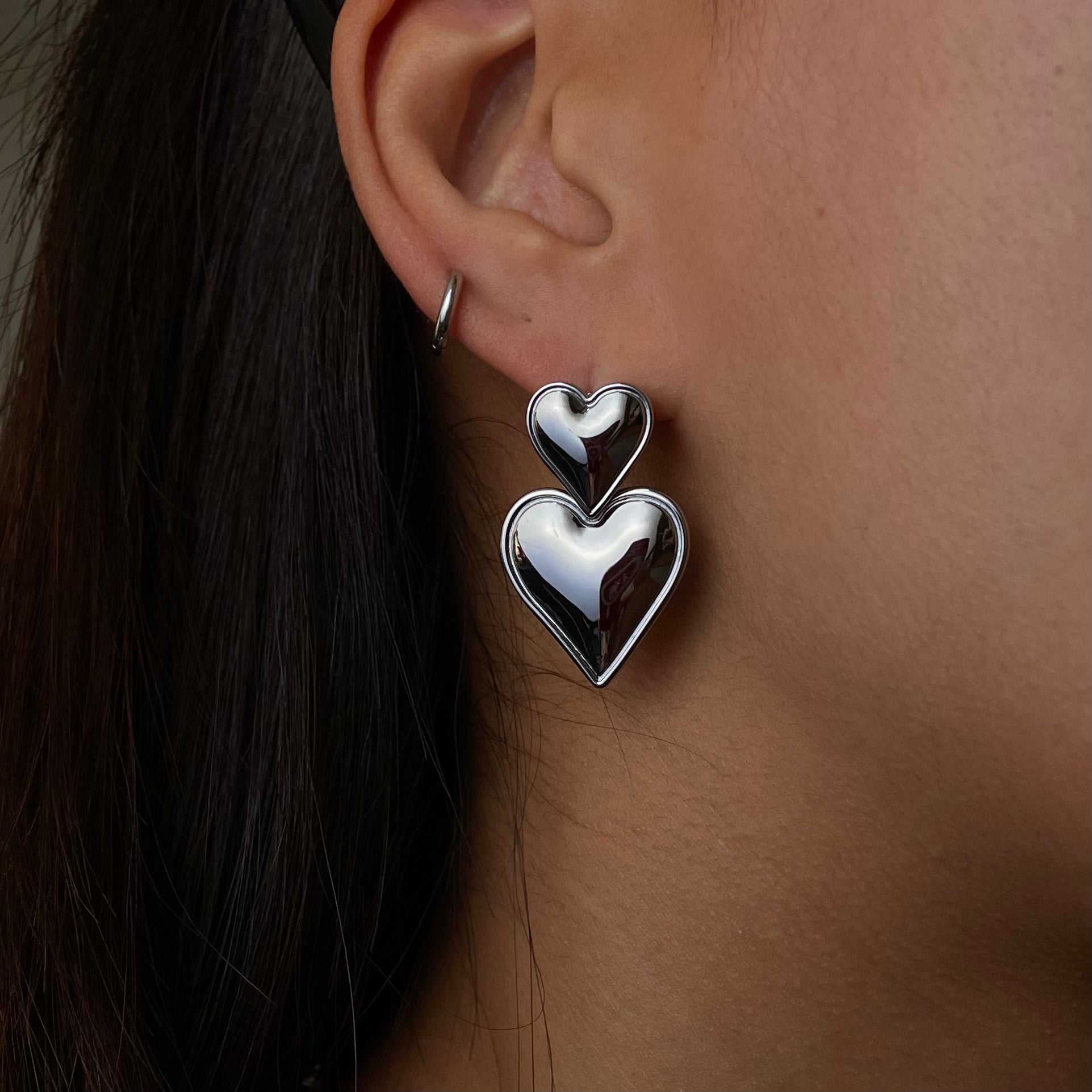 Double Heart Studs