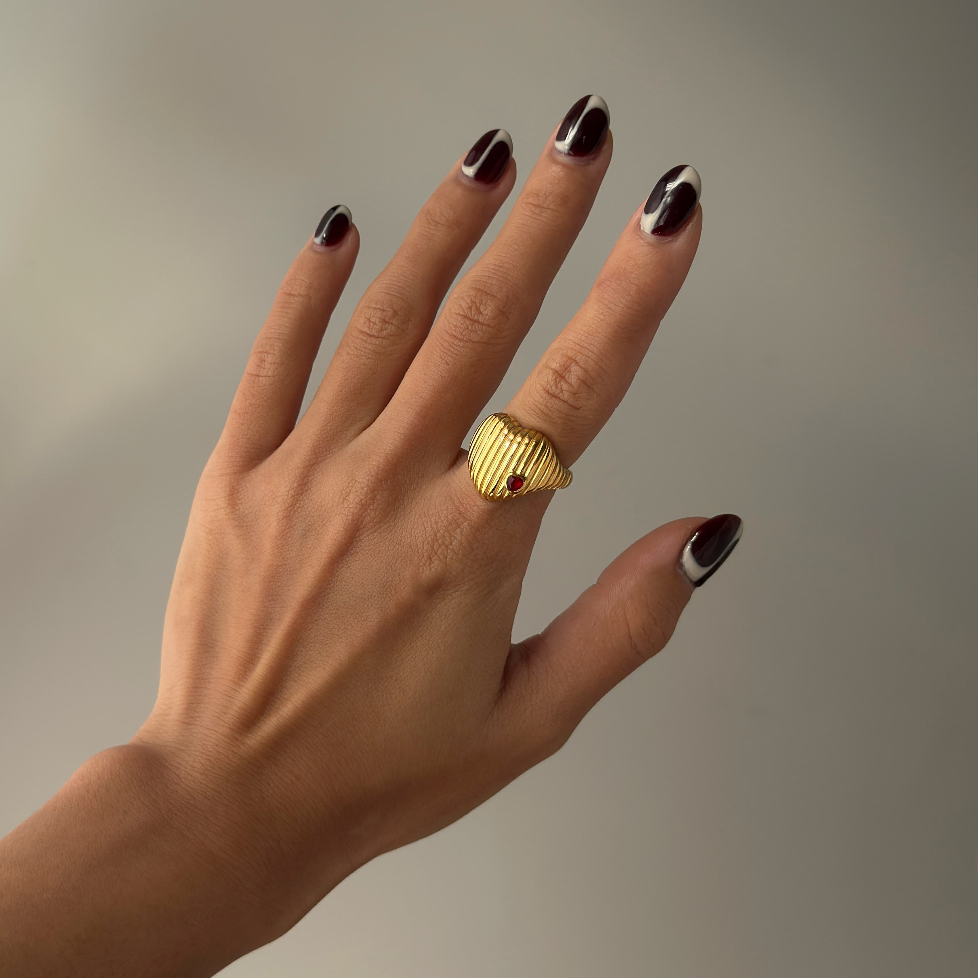 Ridged Heart Ring