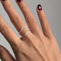 Wavy Lines Silver Ring